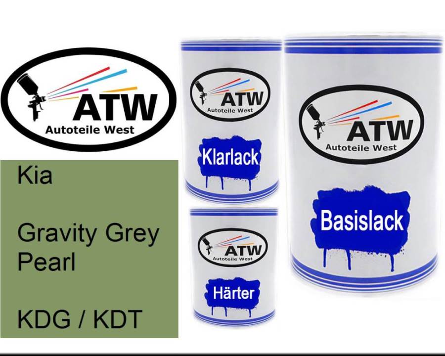Kia, Gravity Grey Pearl, KDG / KDT: 500ml Lackdose + 500ml Klarlack + 250ml Härter - Set, von ATW Autoteile West.